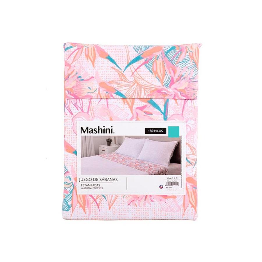 Juego Sábanas Cama 1.5 Plazas 180 Hilos Mashini Paradise