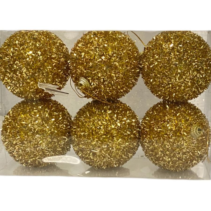Set Navidad 6 Esferas 8 Cm Con Textura Dorado