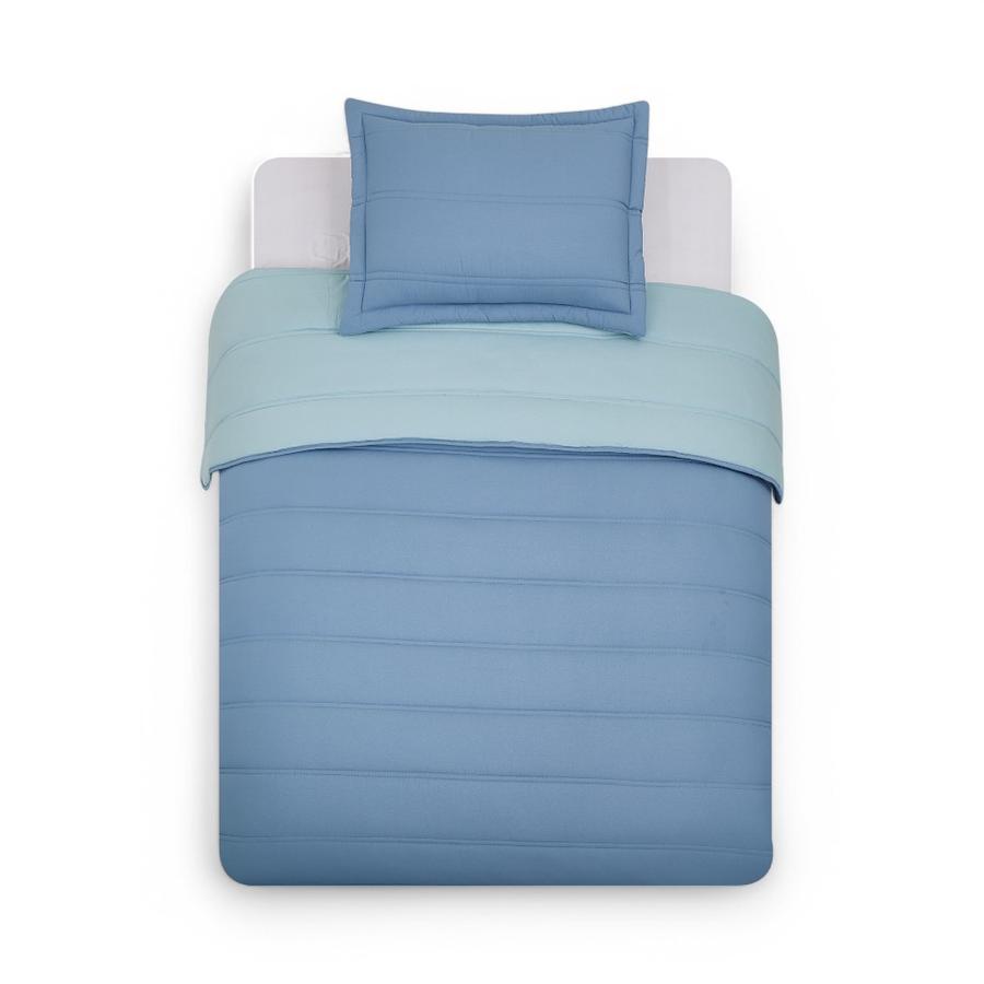 Plumón Cama Reversible 1.5 Plazas Azul Claro/Celeste