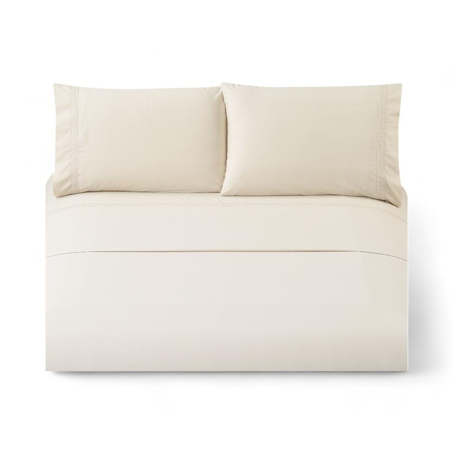 Sábana Cama Matiz 180 Hilos 2 Plazas Beige