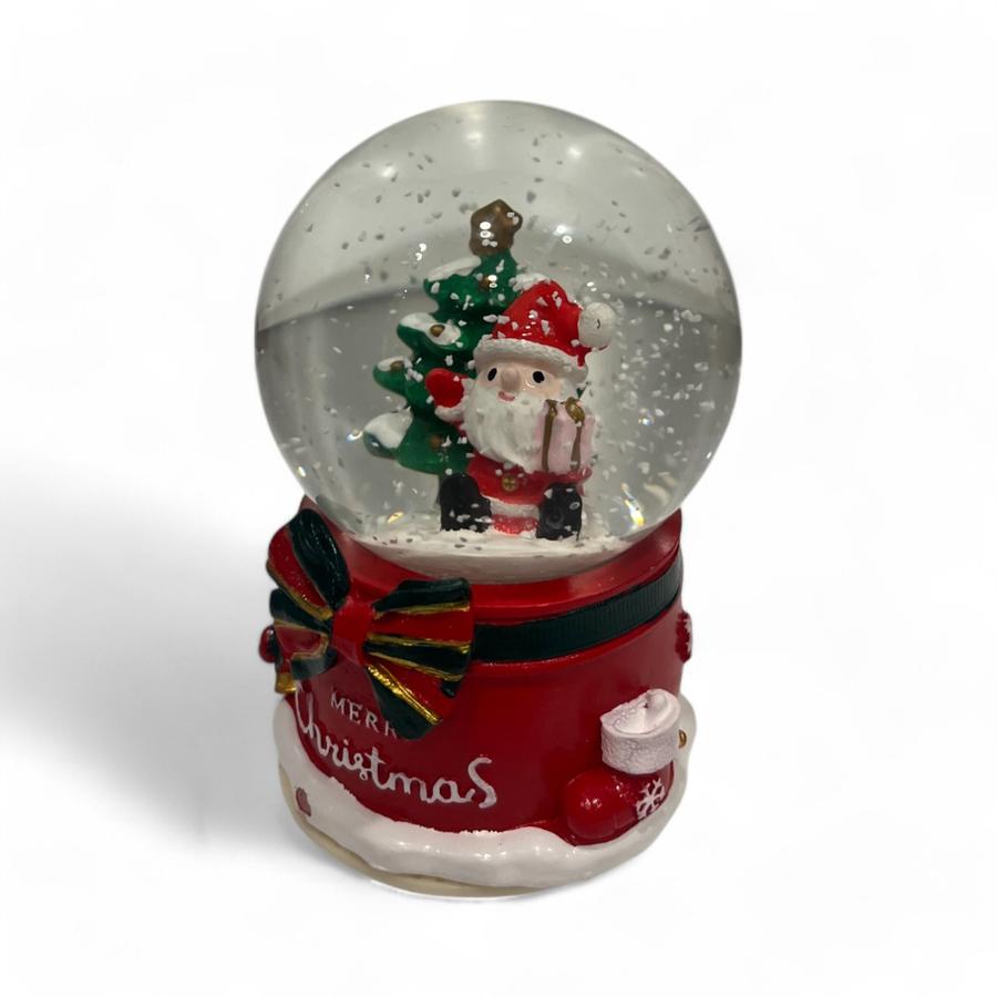 Bola De Nieve Vidrio Navidad 12 Cm Rojo