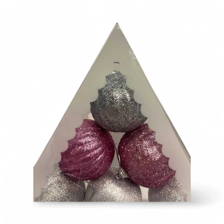 Set 12 Esferas Navideñas 6 Cm Morado/Plateado