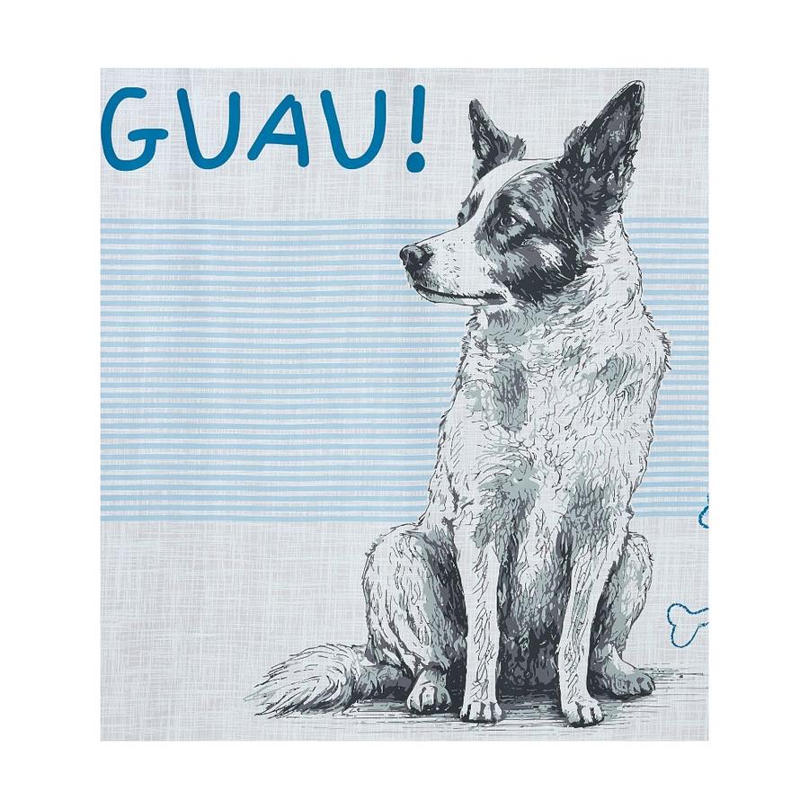 Cortina De Baño Matiz Perro Guau 180x180 Cm Celeste