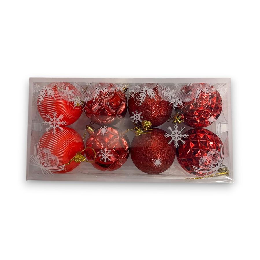 Set 8 Esferas Navideñas 6 Cm Rojo