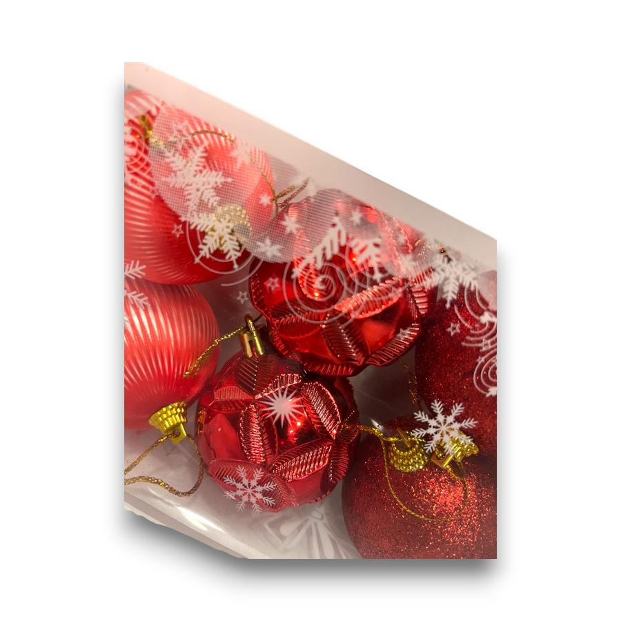 Set 8 Esferas Navideñas 6 Cm Rojo