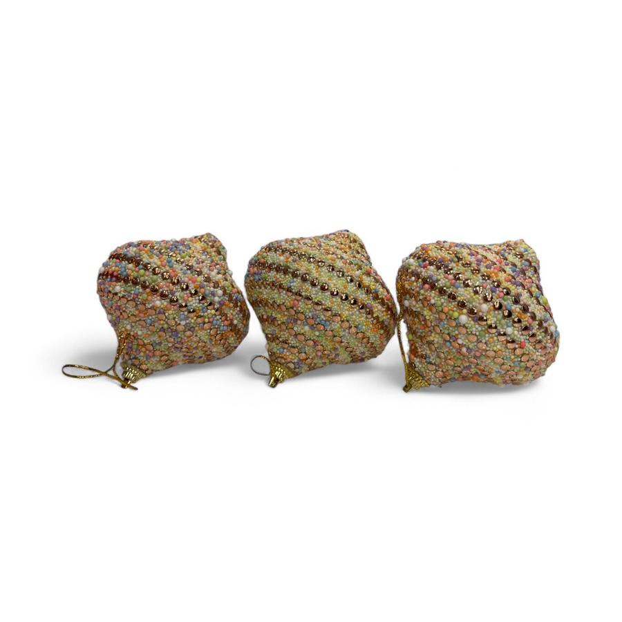 Set 3 Esferas Gotas Navideñas Tornasol 8 Cm Dorado