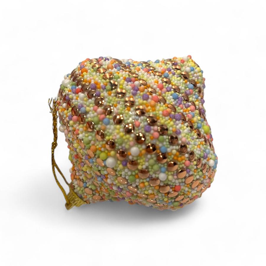 Set 3 Esferas Gotas Navideñas Tornasol 8 Cm Dorado