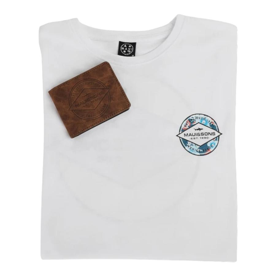 Pack Polera + Billetera Maui And Sons Liso 5AV1555 Blanco