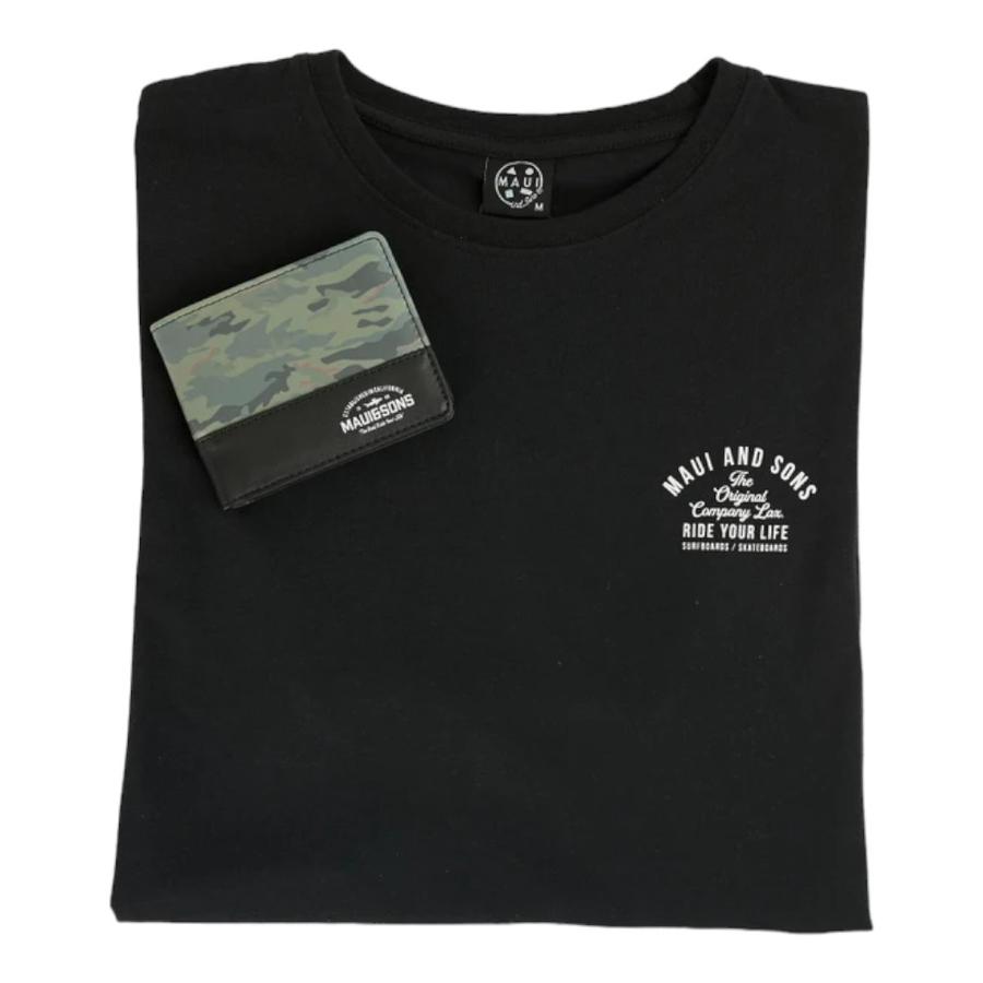 Pack Polera + Billetera Maui And Sons Liso 5AV1559 Negro