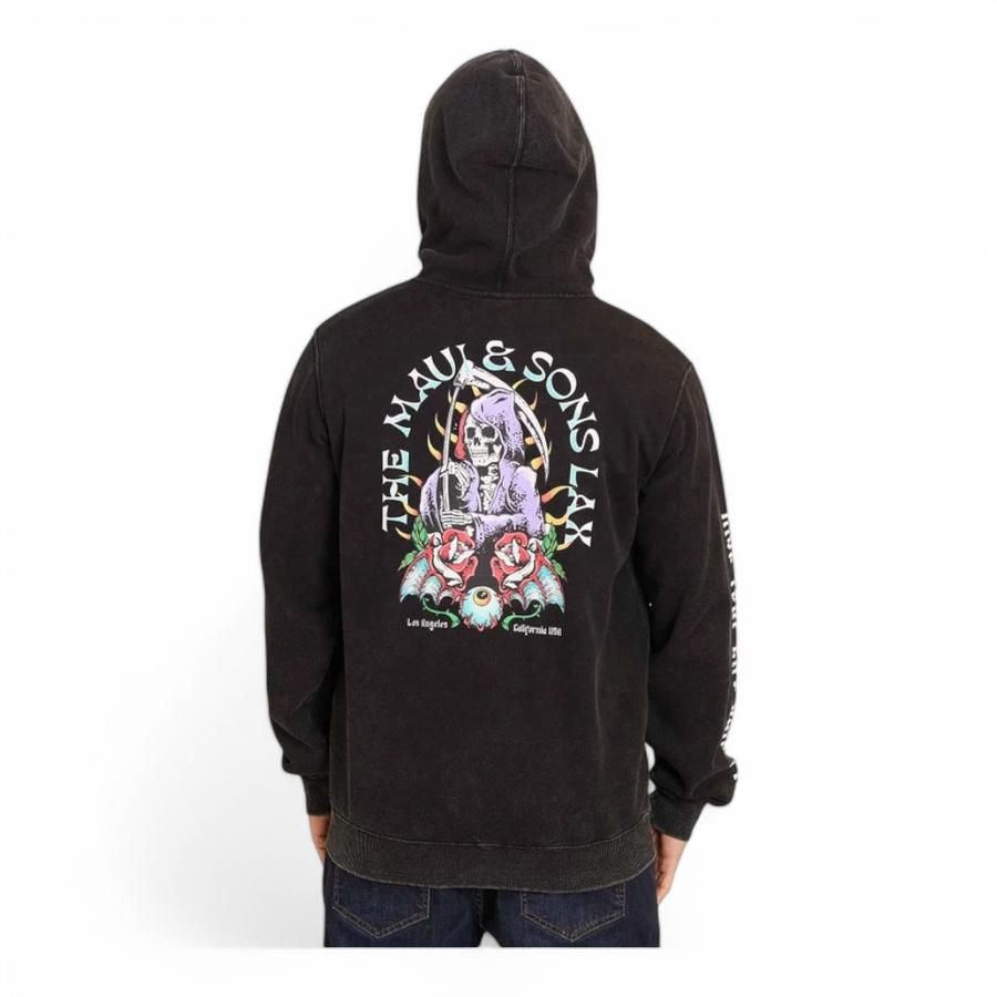 Poleron Hombre Maui FZ Skull Flowers Negro