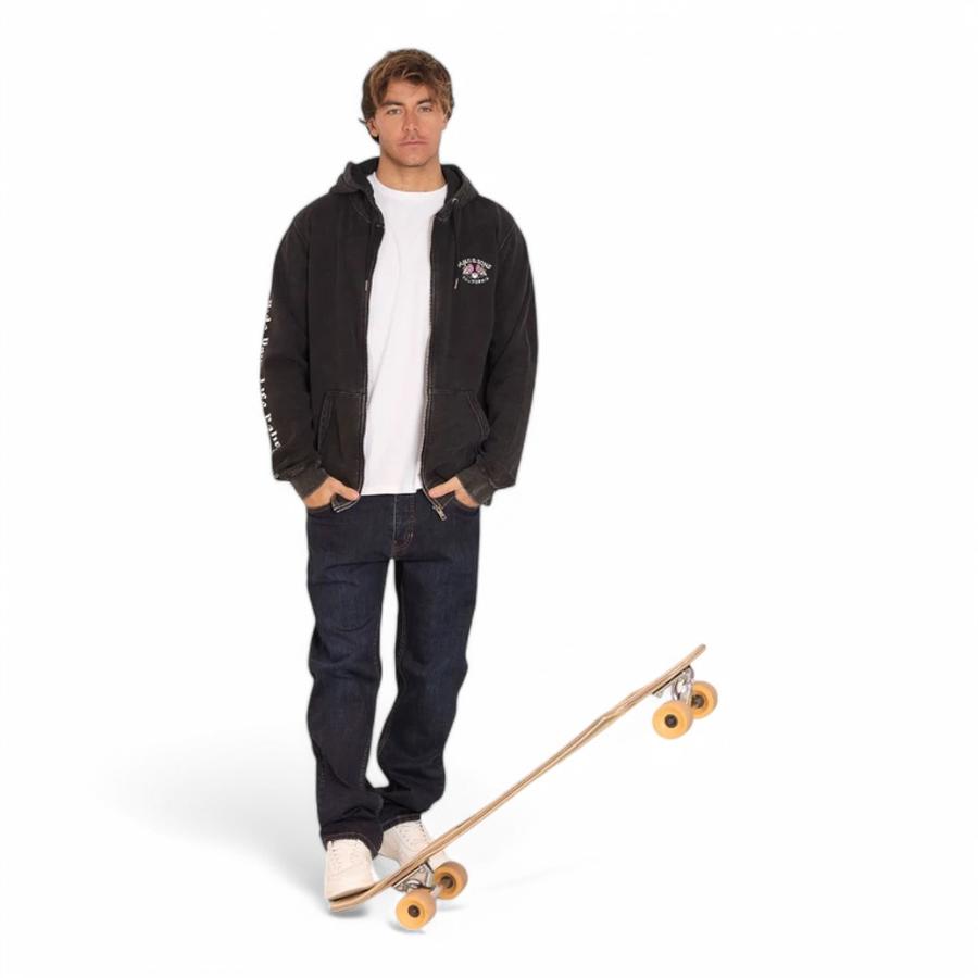 Poleron Hombre Maui FZ Skull Flowers Negro