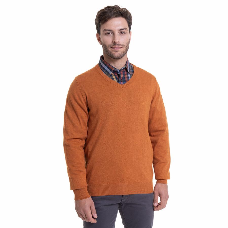 Sweater McGregor Hombre Cuello V Naranjo