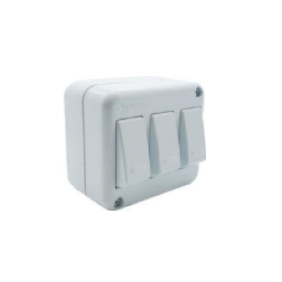 Interruptor Triple MEC 9/32 Sobrepuesto Blanco