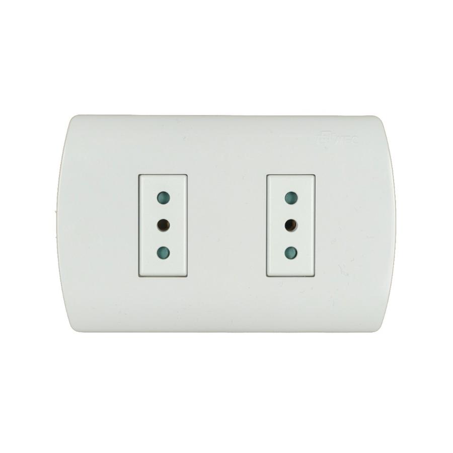 Tomacorriente Compacto Doble 2P+T 10A Mec Blanco