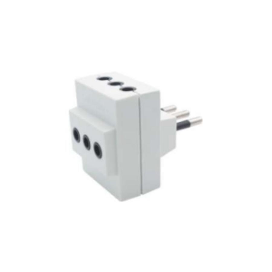 Adaptador Macho MEC Triple 2P + T Blanco