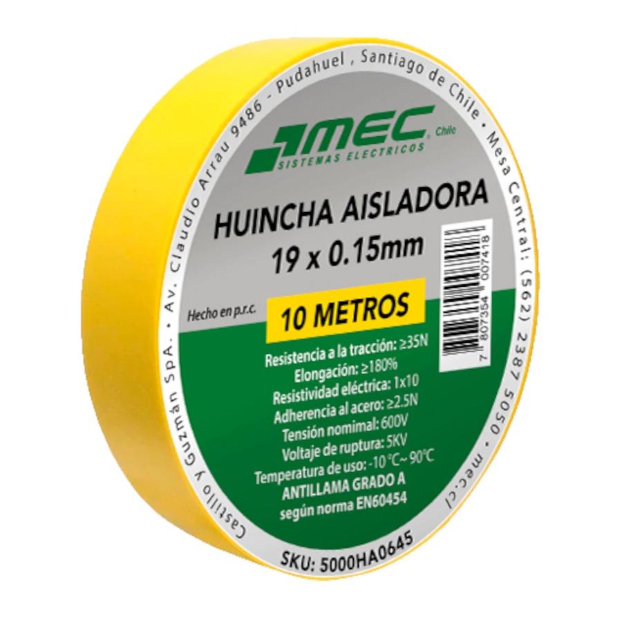 Cinta Aisladora 19 x 0,15MM 10M Mec Amarillo