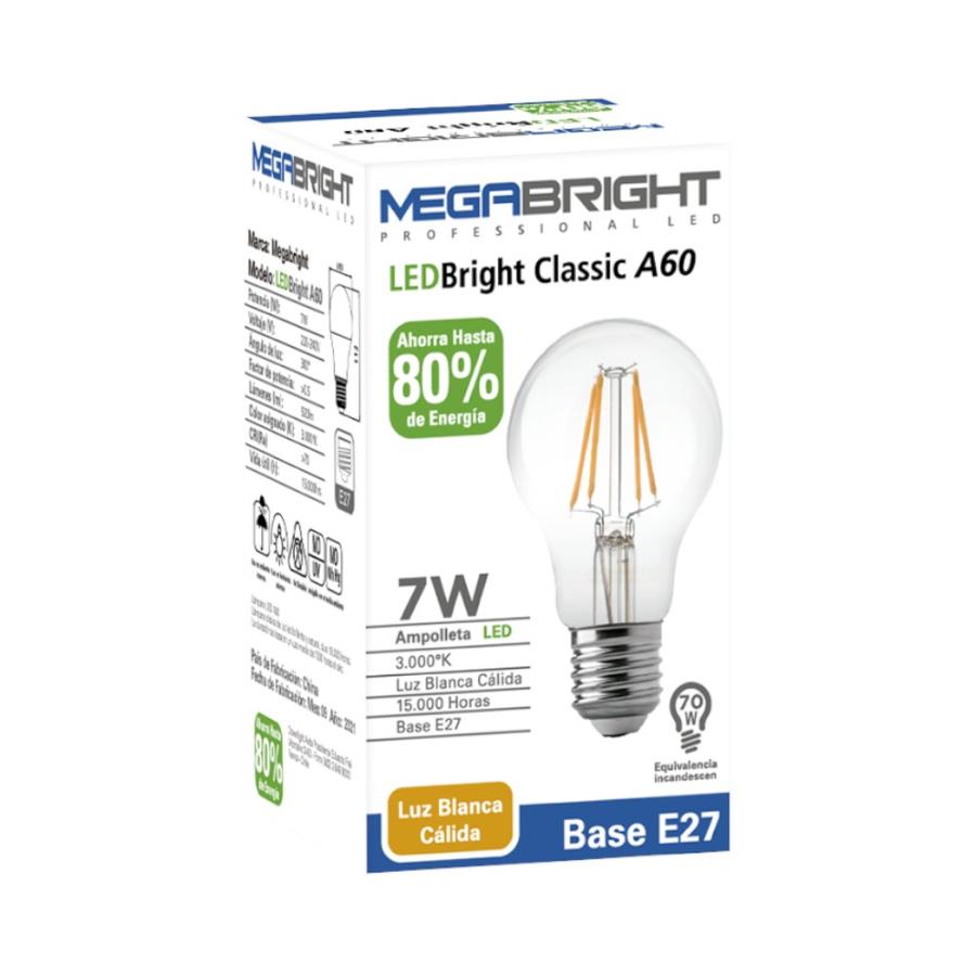 Ampolleta LED Megabright Filament 7w 3000k