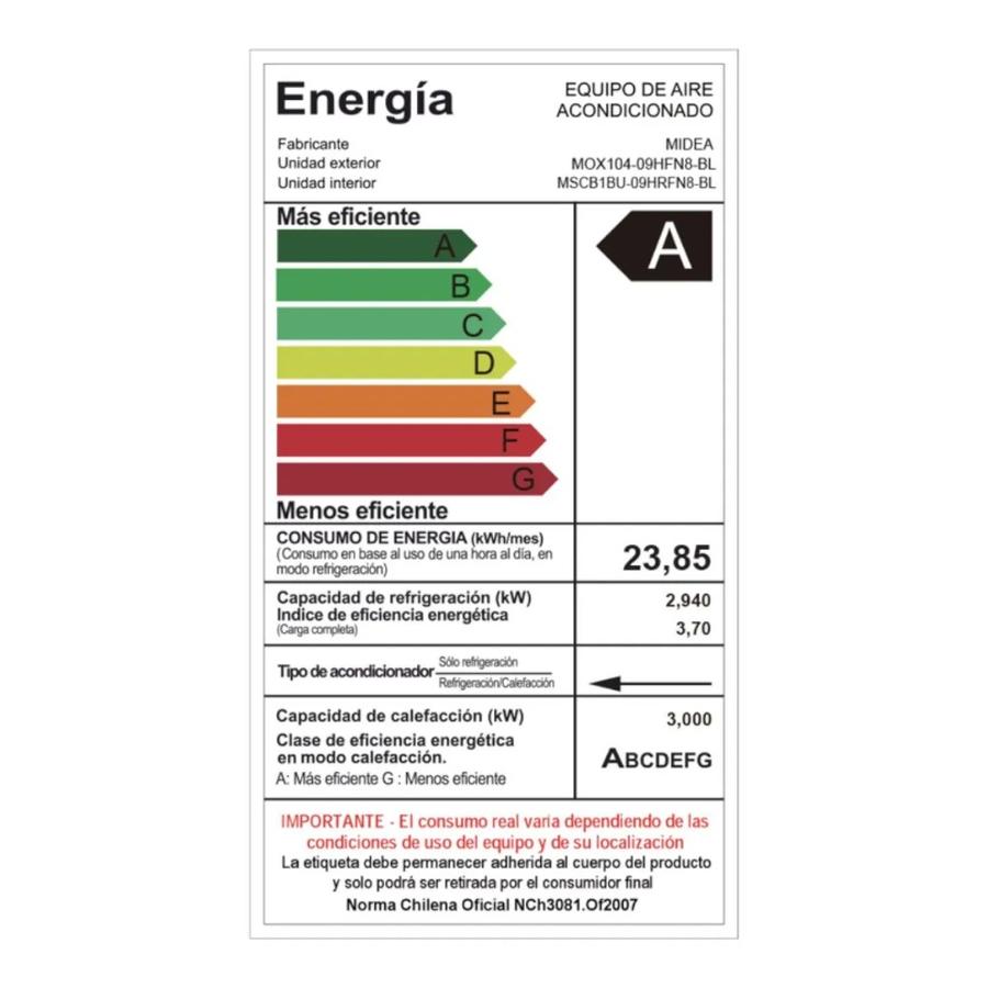 Aire Acondicionado Split Muro Breezeless 9K Btuh Midea