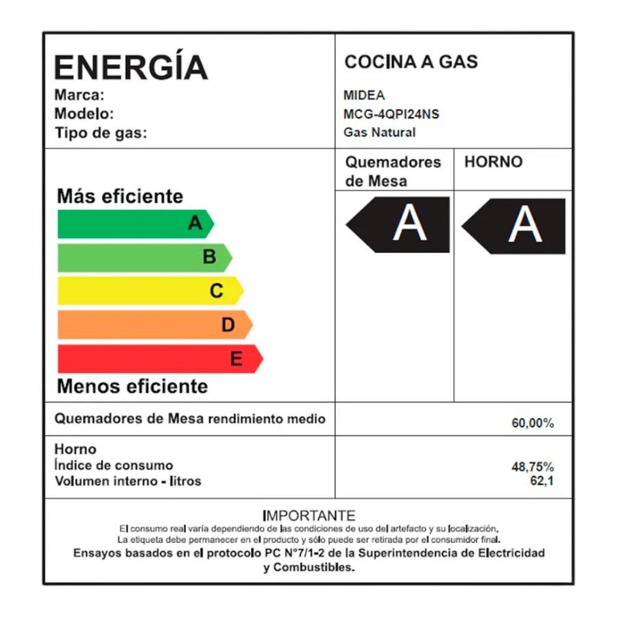 Cocina A Gas Midea MCG-4QPI24NS 