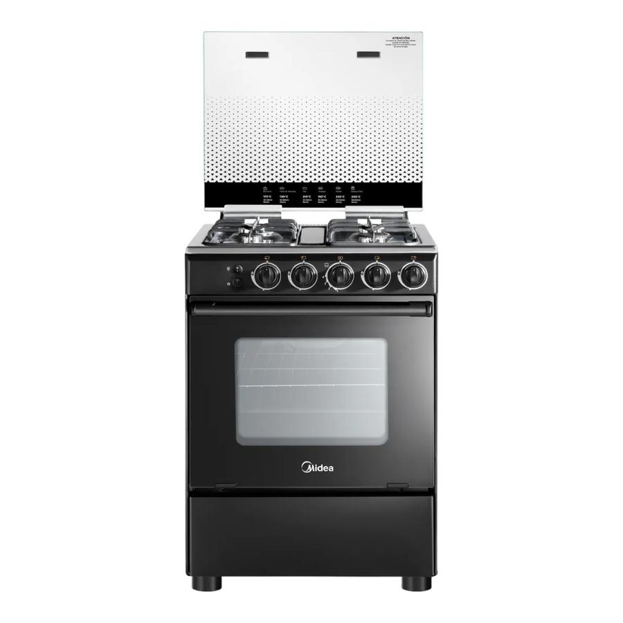 Cocina Gas Midea 4 Quemadores Negra