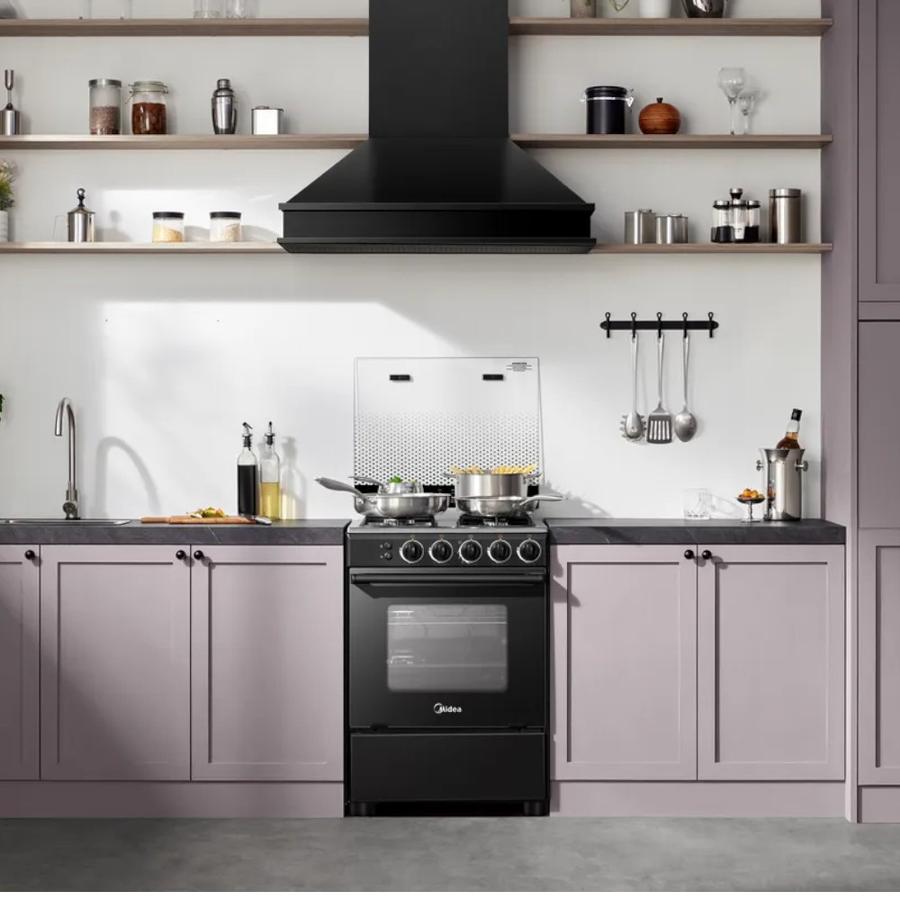 Cocina Gas Midea 4 Quemadores Negra