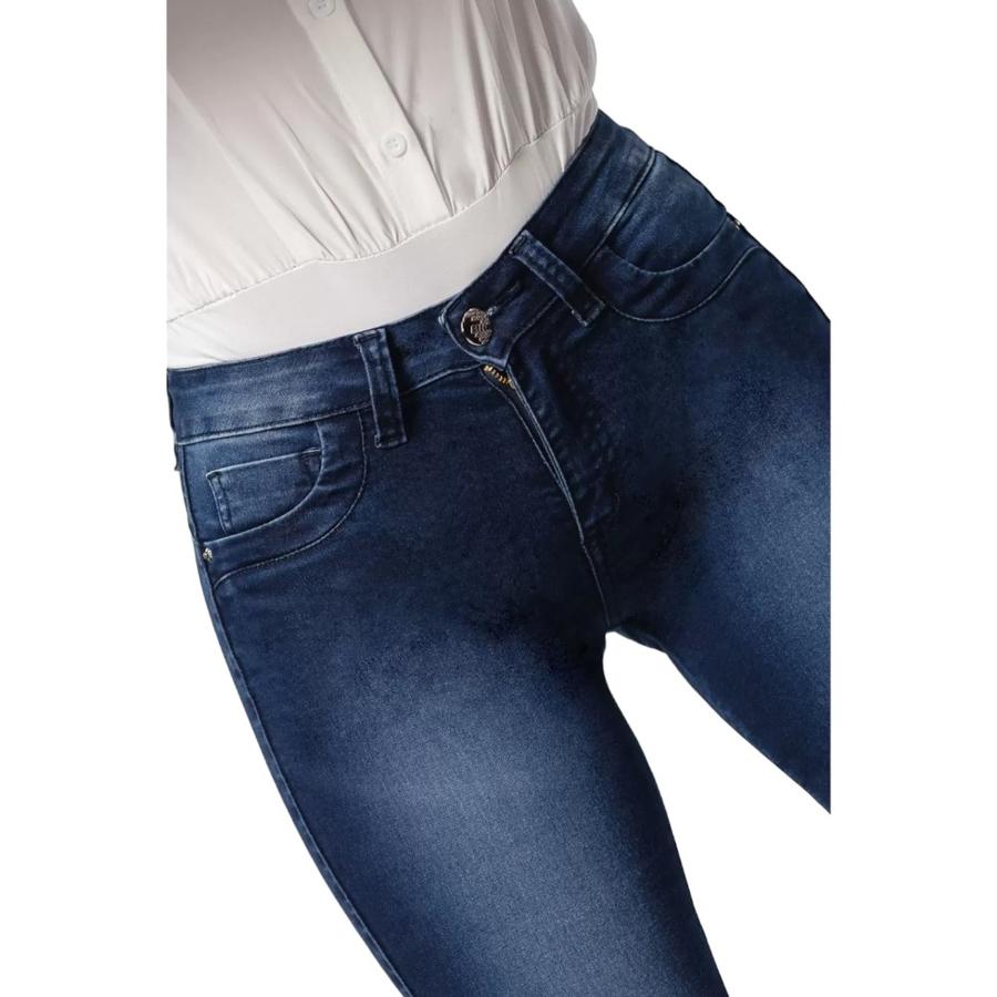 Jeans Skinny Push Up Mujer Mohicano Tiro Medio Azul