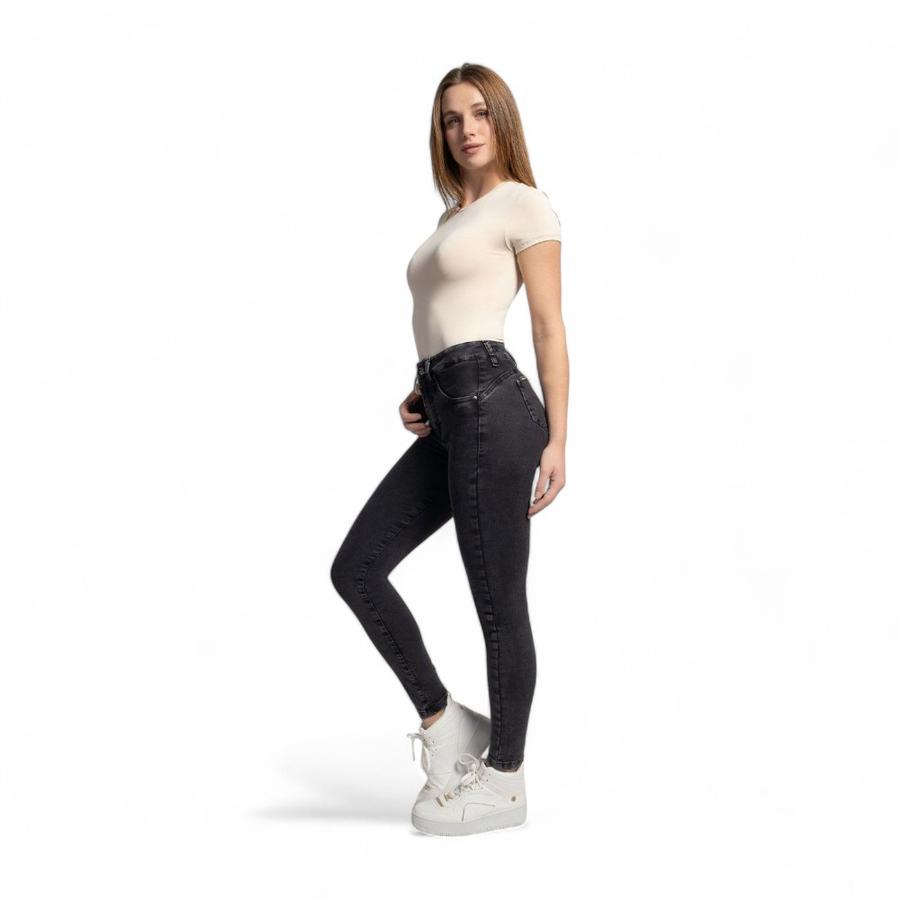 Jeans Skinny Tiro Alto Mujer Mohicano 3628 Push Up Negro