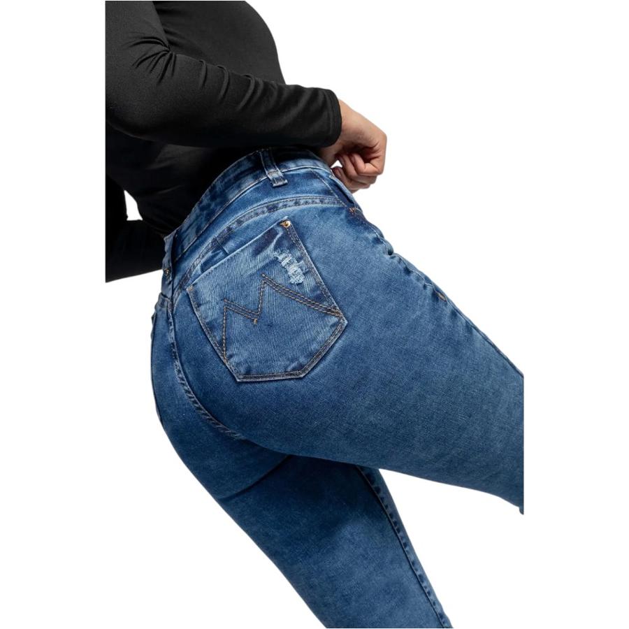 Jeans Tobillero Tiro Alto Mujer Mohicano 3691 Push Up Azul