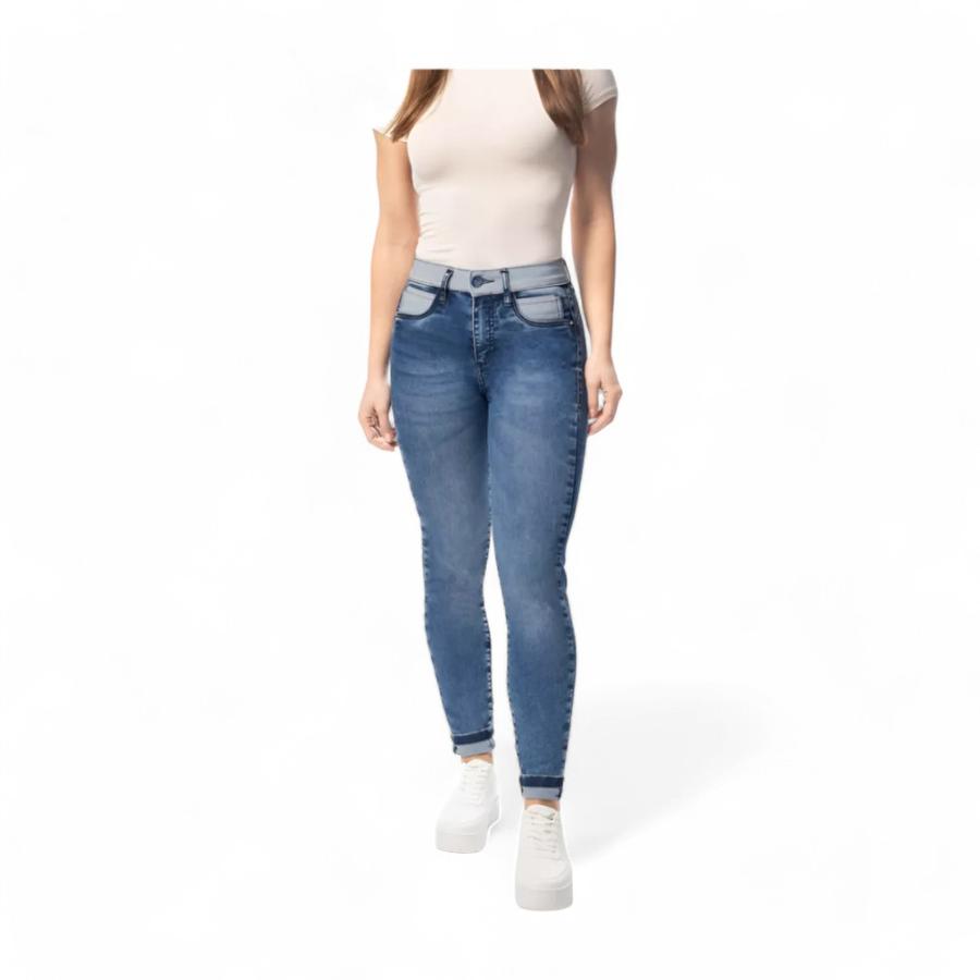 Jeans Skinny Tiro Alto Mujer Mohicano 3728 Push Up Azul