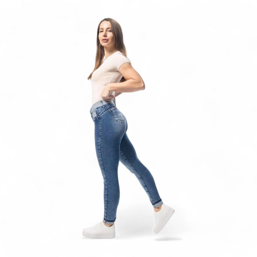 Jeans Skinny Tiro Alto Mujer Mohicano 3728 Push Up Azul