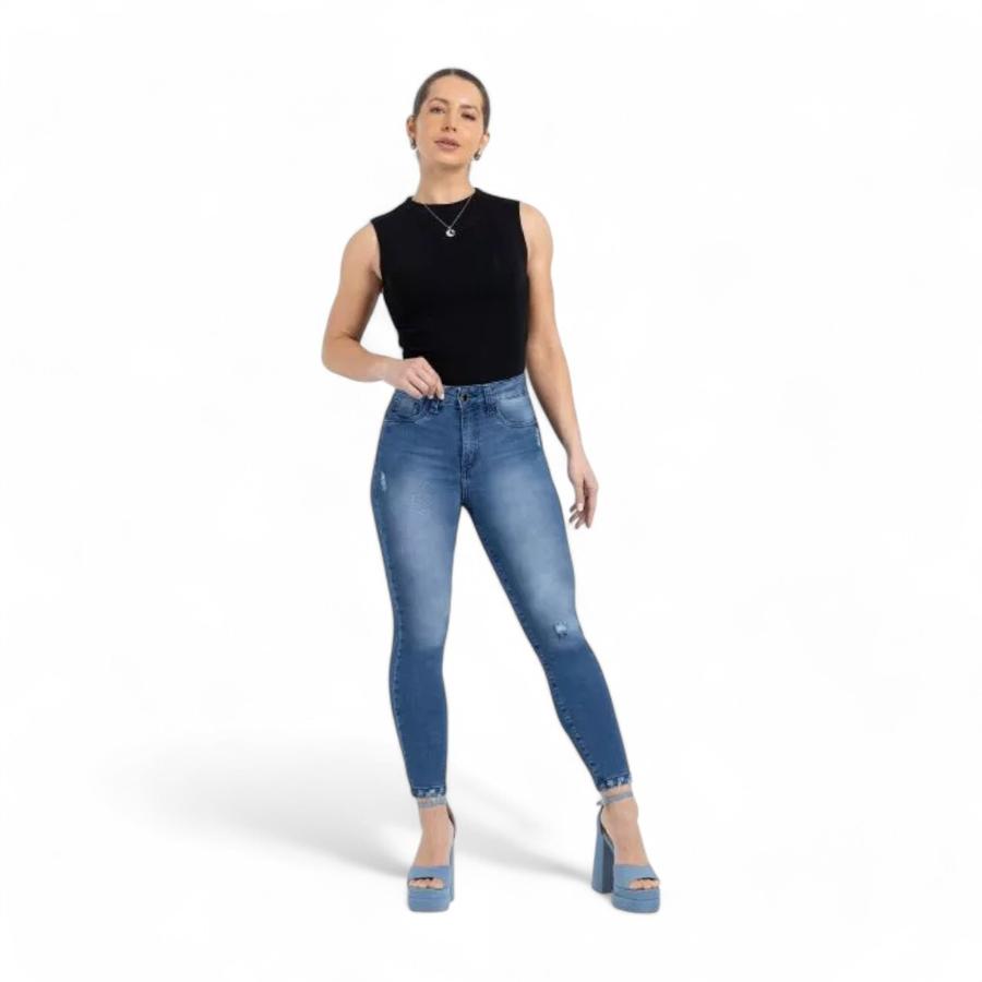 Jeans Tobillero Tiro Alto Mujer Mohicano 3735 Celeste