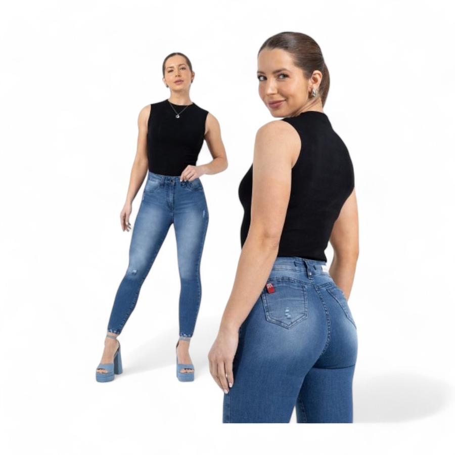 Jeans Tobillero Tiro Alto Mujer Mohicano 3735 Celeste