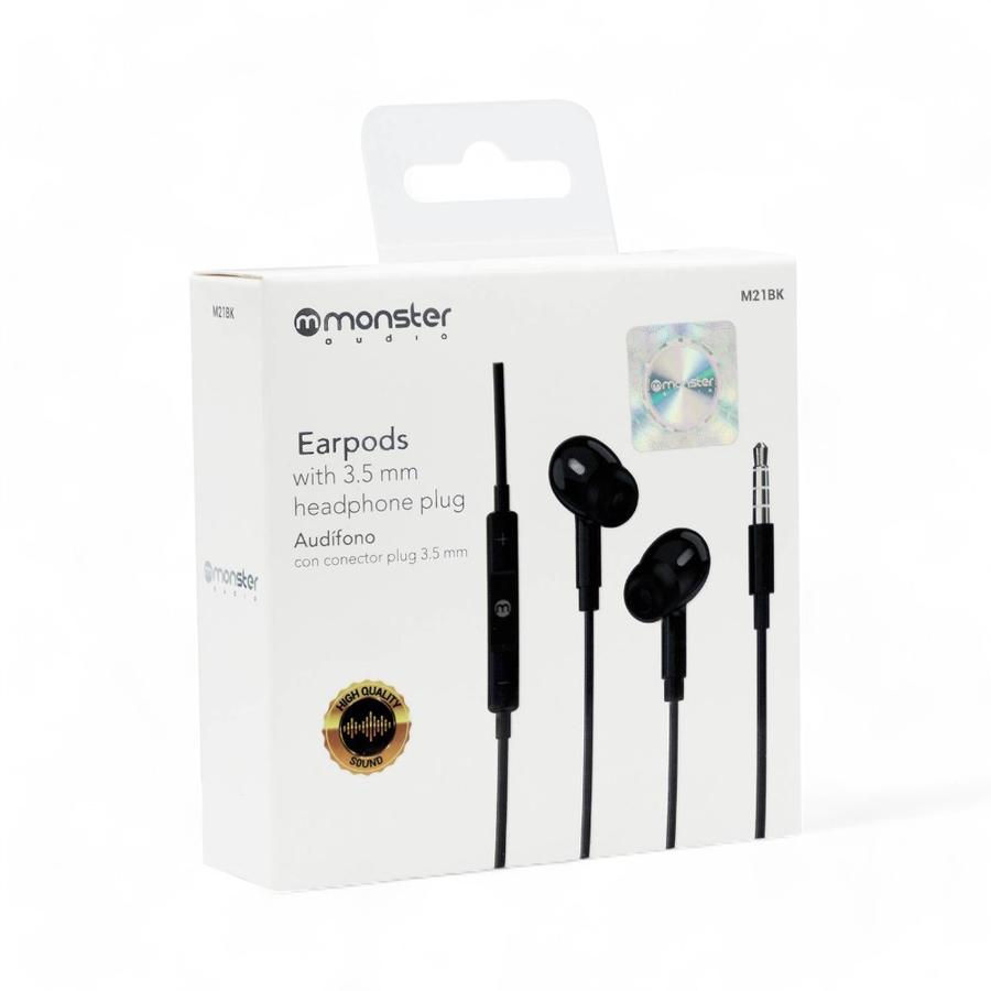 Audifonos Alámbricos Monster M21 3.5 Mm Negro