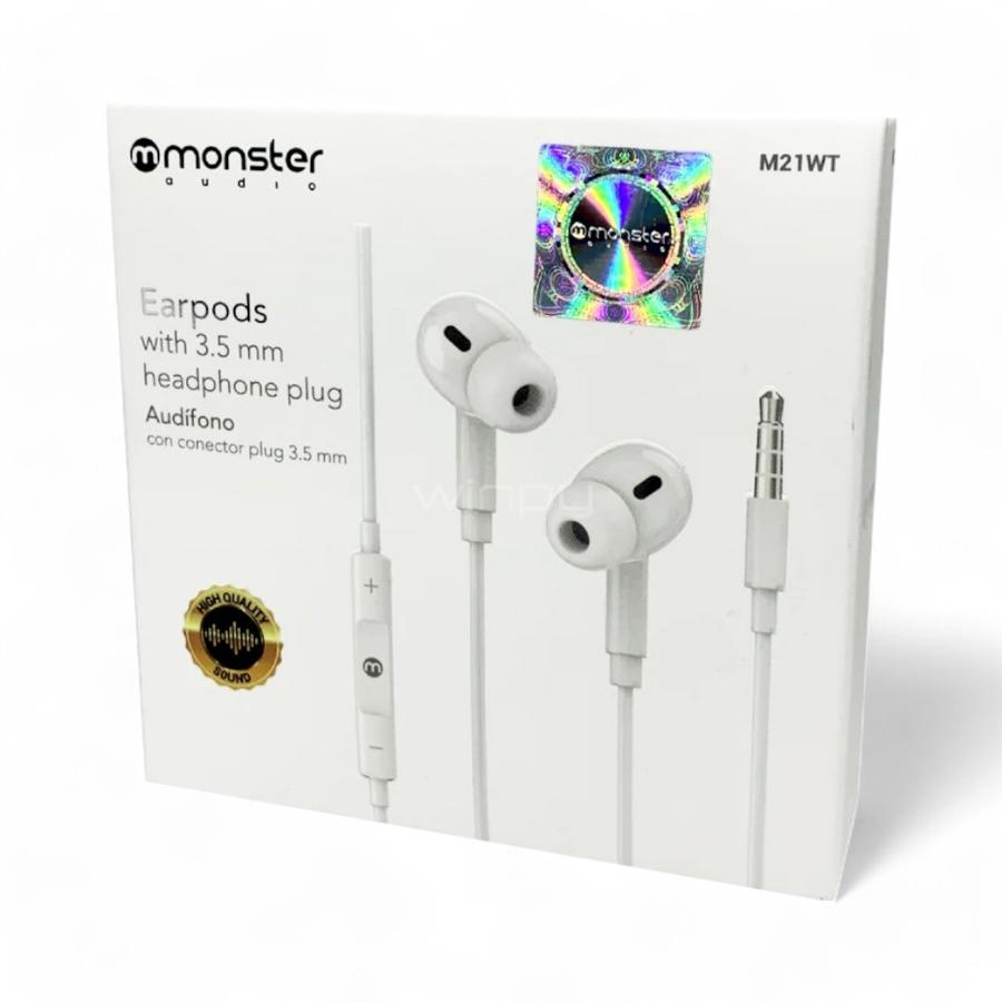 Audifonos Alámbricos Monster M21 3.5 Mm Blanco