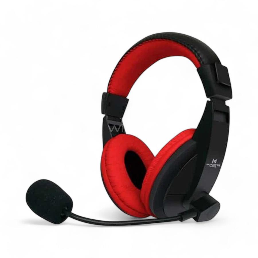 Audífonos Gamer Monster Games Loud 3.5 MM Rojo/Negro