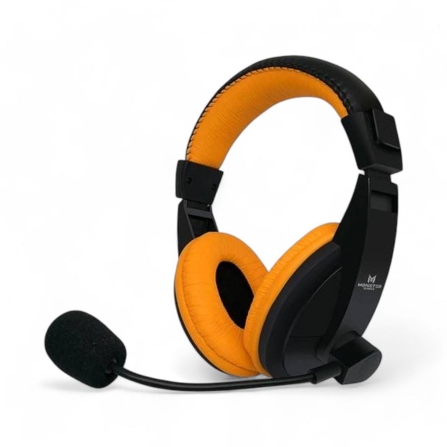 Audífonos Gamer Monster Games Loud 3.5 MM Naranjo/Negro