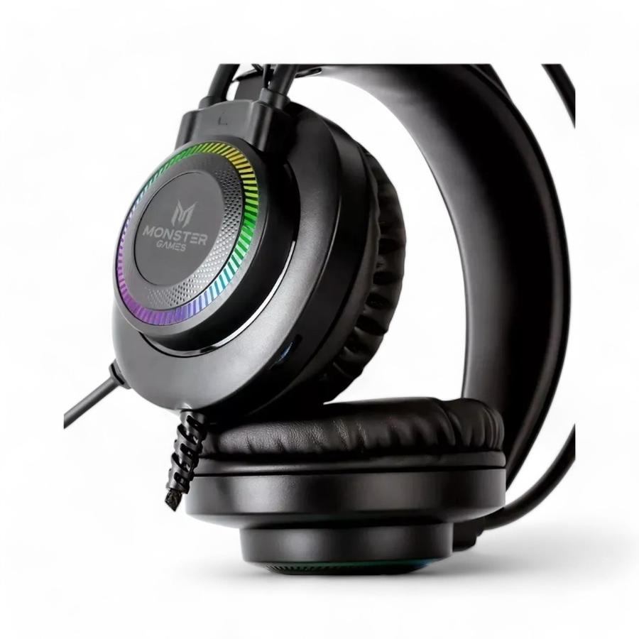 Audífonos Gamer Monster Games Throb RGB 3.5 Mm/USB Negro