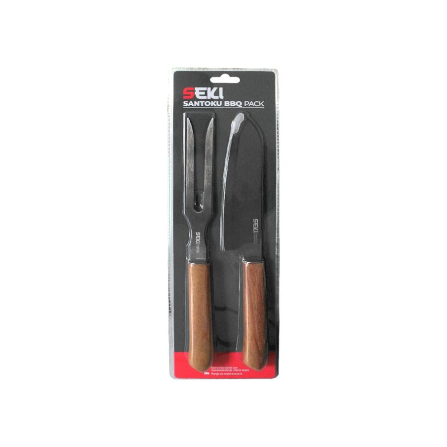 Pack Cuchillos 2 Piezas Nadir Santoku+Trinchador Asado Café