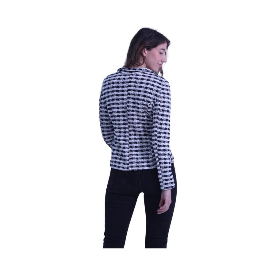 Blazer Mujer Distrito Italiano Tejido Texturizado Negro
