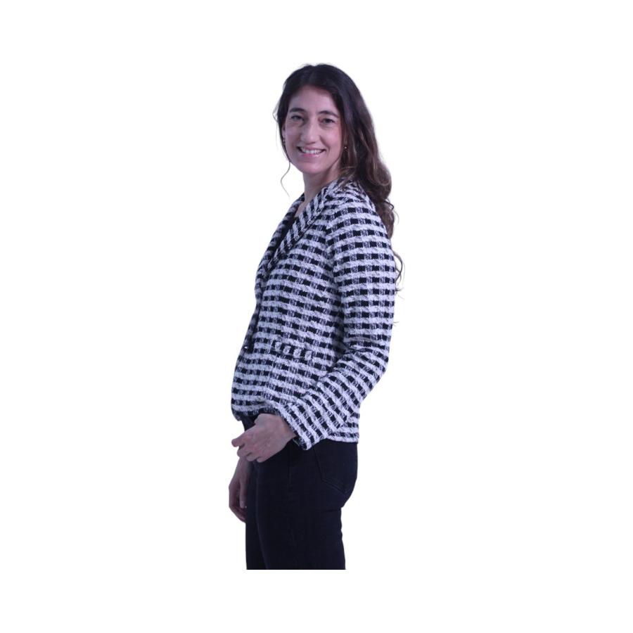 Blazer Mujer Distrito Italiano Tejido Texturizado Negro