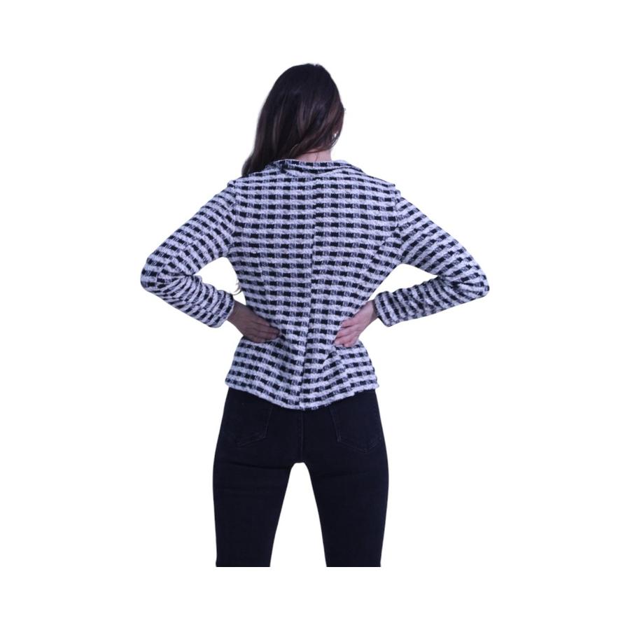 Blazer Mujer Distrito Italiano Tejido Texturizado Negro