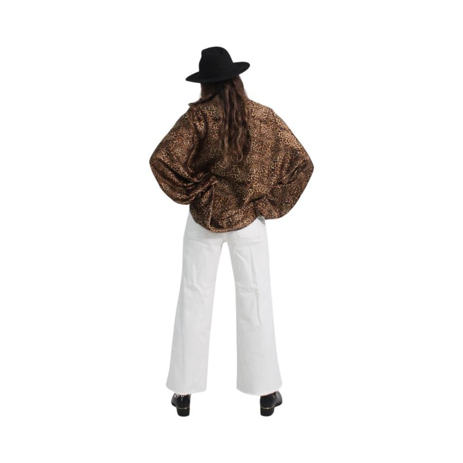 Blusa Oversize Satin Print Distrito Italiano Café