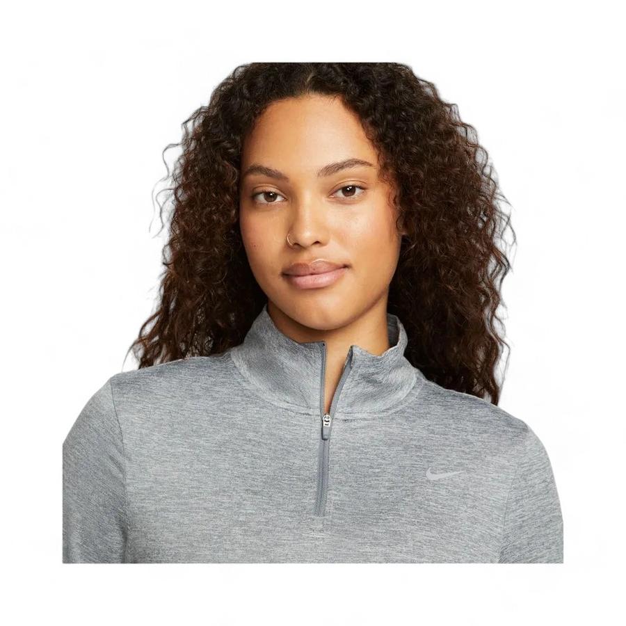 Polera Running Mujer Nike Swift Element Cierre 1/4 Gris