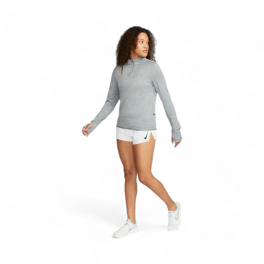 Polera Running Mujer Nike Swift Element Cierre 1/4 Gris