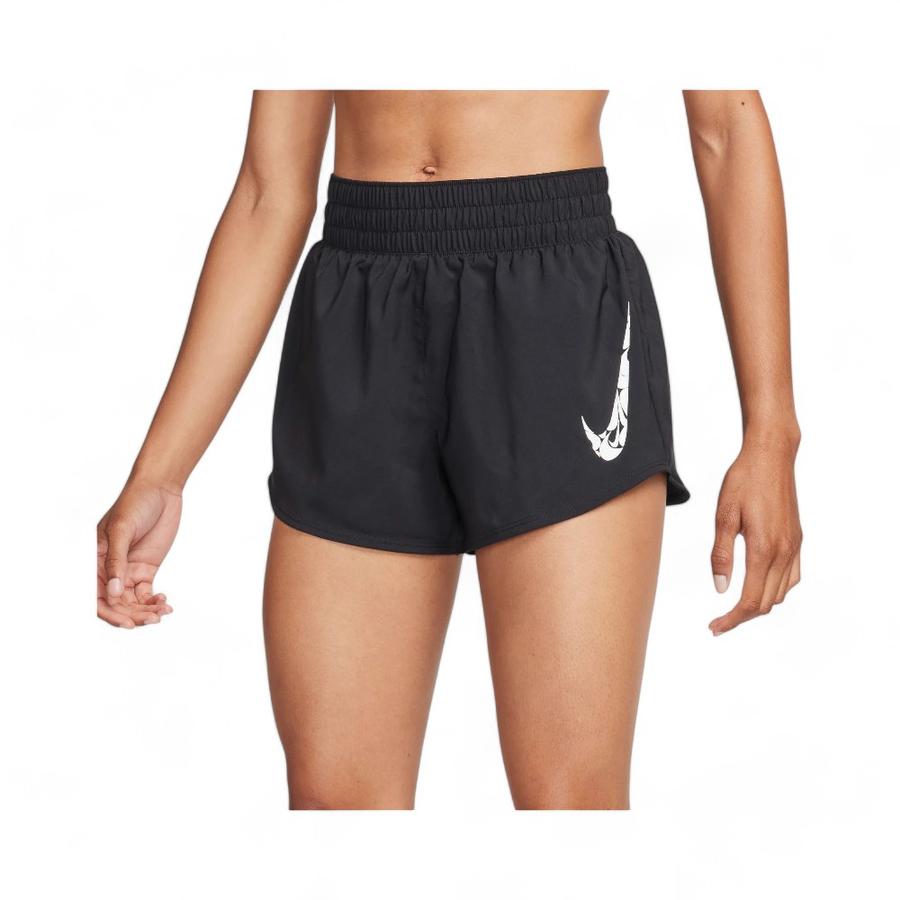 Short Deportivo Mujer Nike One Swoosh Tiro Medio Negro