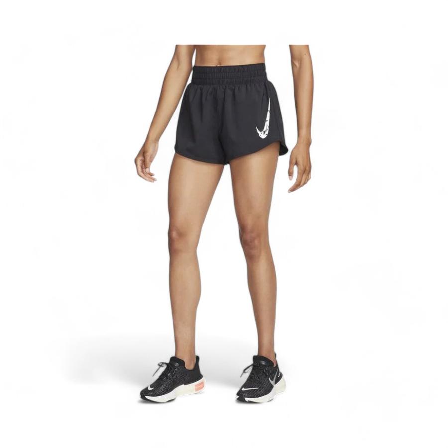 Short Deportivo Mujer Nike One Swoosh Tiro Medio Negro