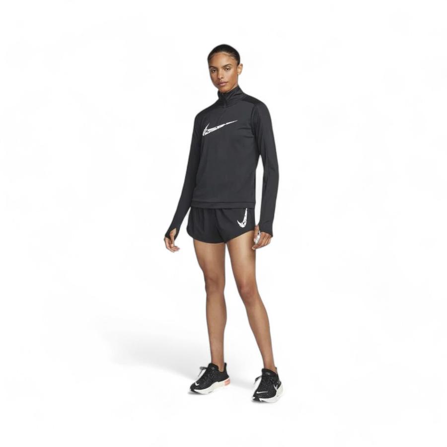 Short Deportivo Mujer Nike One Swoosh Tiro Medio Negro