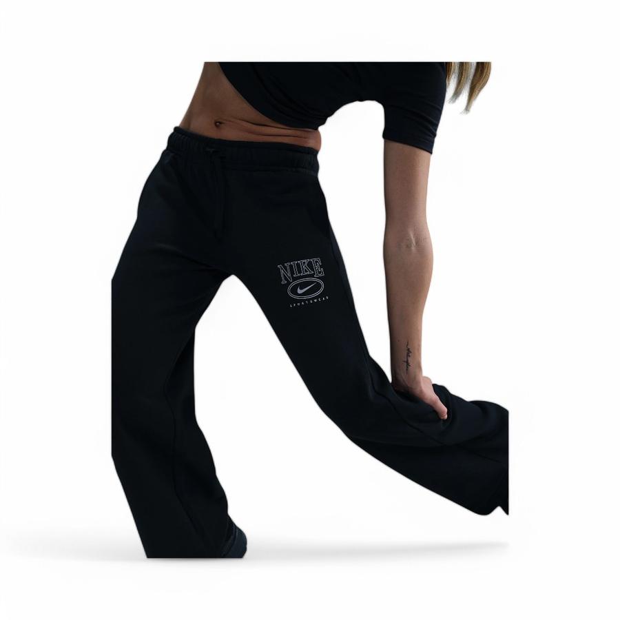 Pantalón Deportivo Mujer Nike Club Fleece Wide Leg Negro