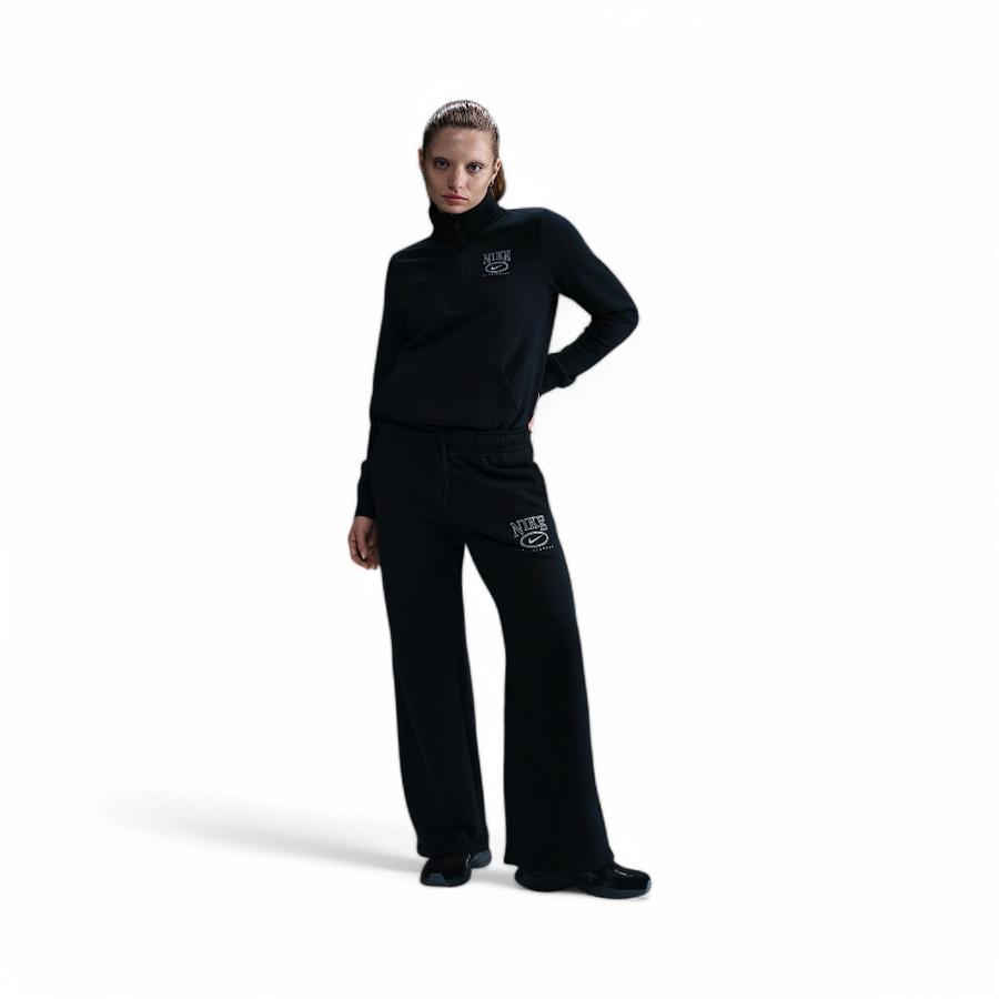 Pantalón Deportivo Mujer Nike Club Fleece Wide Leg Negro