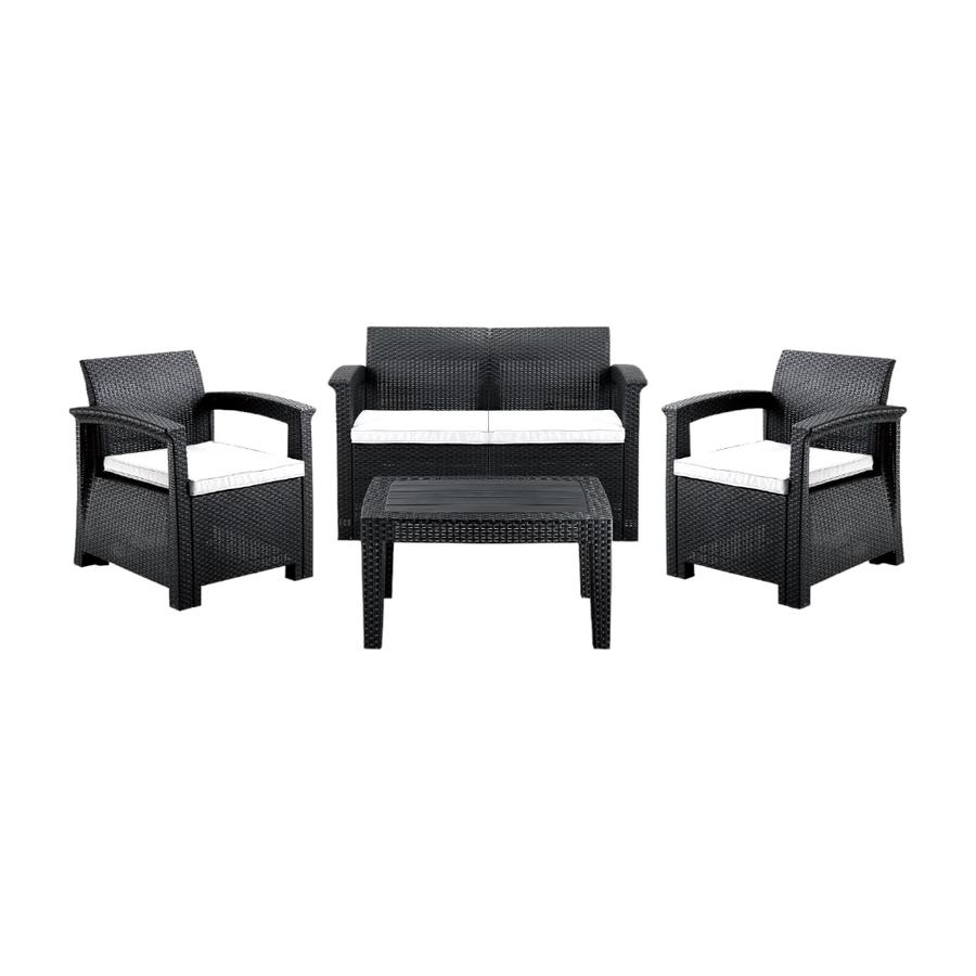 Juego Living De Terraza Ibiza Northwest 4 Piezas Negro